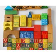 NoBrand Shabby Chic Toy Blocks Display toy town Wood Blocks Houses Colorful