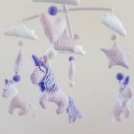 NoBrand Purple personalized unicorn nursery crib handing mobile Unicorn baby shower UNIQUE custom nursery mobile