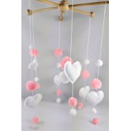 NoBrand Unique tassels and hearts baby mobile, Mobile soft pink white rocking chair hanger home decor baby room Interior