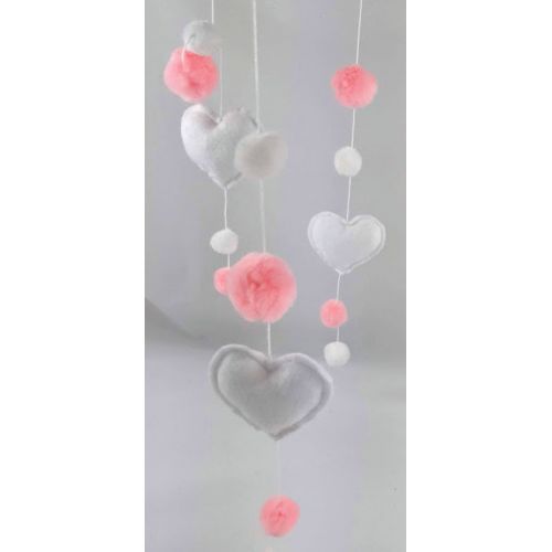  NoBrand Unique tassels and hearts baby mobile, Mobile soft pink white rocking chair hanger home decor baby room Interior