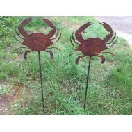 NoBrand Metal Crab Garden Stakes, Rustic