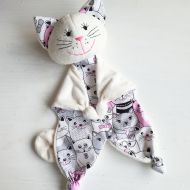 NoBrand Lovey baby cat security blanket, baby gift, lovey, cuddly baby companion, comforter, doudou, baby shower gift, animal blanket sensory toy