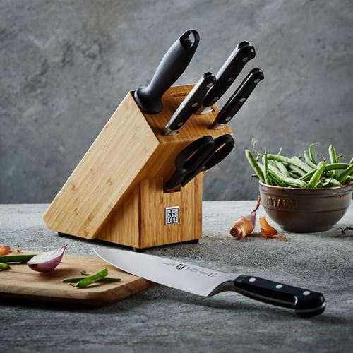  ZWILLING Professional S Knife Block, 7-Piece Bamboo Block, Knife and Scissors Made of Special Stainless Steel / Plastic Handle