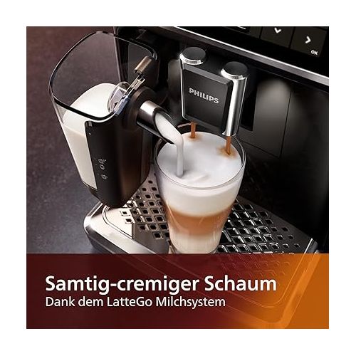  Philips Series 5400 Kaffeevollautomat - LatteGo Milchsystem, 12 Kaffeespezialitaten, Intuitives Display, 4 Benutzerprofile, Schwarz (EP5441/50)