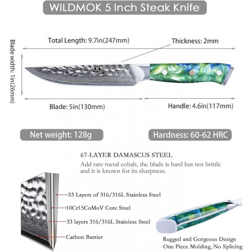  WILDMOK 4 Piece Steak Knife Set, 5