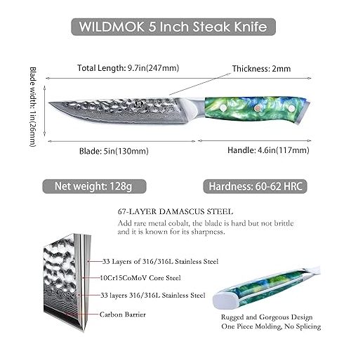  WILDMOK 4 Piece Steak Knife Set, 5