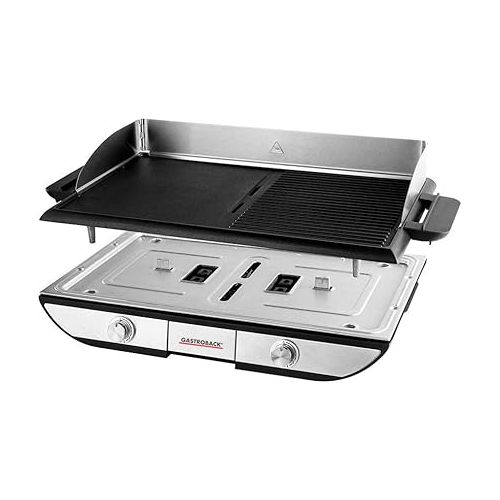  GASTROBACK Design Table Grill Advanced Pro BBQ - Electric Table Grill 2300 Watt 1500 cm² Large Grill Surface - Easy Cleaning - Removable Grill Plates - Stainless Steel Silver