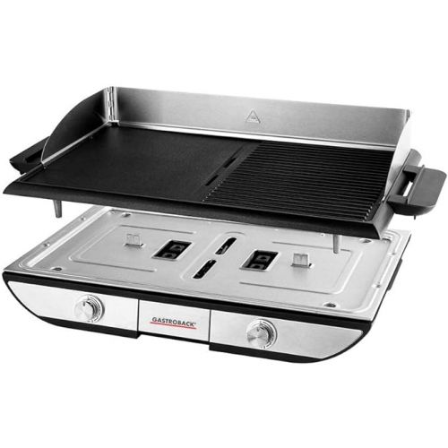  GASTROBACK Design Table Grill Advanced Pro BBQ - Electric Table Grill 2300 Watt 1500 cm² Large Grill Surface - Easy Cleaning - Removable Grill Plates - Stainless Steel Silver