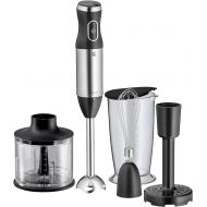 WMF Kult X Hand Blender Set 5 Pieces Puree Whisk Masher Chopper 600 Watt Magic Wand with 700 ml Mixing Container Matte Stainless Steel