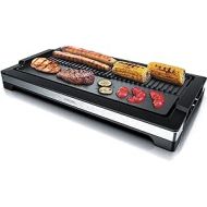 Arendo - Electric Table Grill with 5 Heat Settings, 2-in-1 Grill Surface, Non-Stick Grill Plate, Dishwasher Safe Accessories, 2200 W, Black/Silver