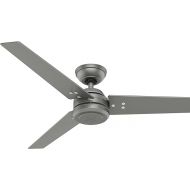 HUNTER Protos 50622 Ceiling Fan, 132 cm, Ceiling Fan for Indoor and Outdoor Use with Wall Switch, Housing Colour: Matte Silver, 3 Reversible Blades, Model 50622