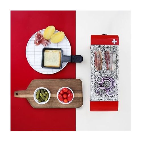  H.Koenig RP2 Raclette, 2 Persons, with Stone Grill, 350 W, Red