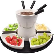 BeBuy24 Fondue Set 11-Piece Ceramic Porcelain Chocolate Fondue Cheese Fondue Set Chocolate Cheese