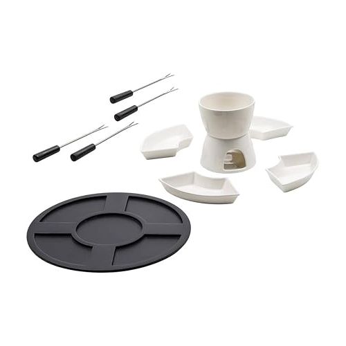  BeBuy24 Fondue Set 11-Piece Ceramic Porcelain Chocolate Fondue Cheese Fondue Set Chocolate Cheese