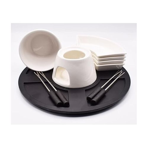  BeBuy24 Fondue Set 11-Piece Ceramic Porcelain Chocolate Fondue Cheese Fondue Set Chocolate Cheese