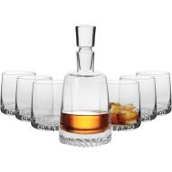 KROSNO Whisky Set | 1 x 950 ml Carafe & 6 x 300 ml Glass | Fjord Collection | Perfect for Home, Restaurants and Parties | The Perfect Gift for a Whisky Connoisseur Transparent