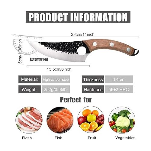  BMY Boning Knife 5.5 Inch Kitchen Knife Chef's Knife with Leather Sheath / Serbian Hand-Forged, for Cooking Utensils / Home / Gift