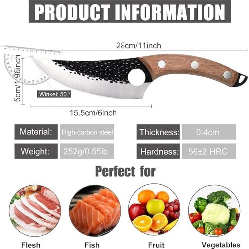  BMY Boning Knife 5.5 Inch Kitchen Knife Chef's Knife with Leather Sheath / Serbian Hand-Forged, for Cooking Utensils / Home / Gift
