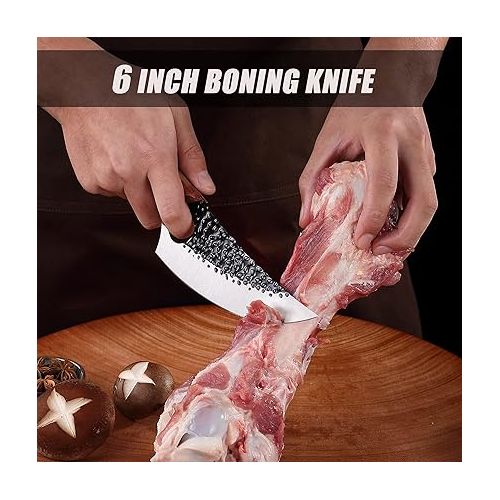  BMY Boning Knife 5.5 Inch Kitchen Knife Chef's Knife with Leather Sheath / Serbian Hand-Forged, for Cooking Utensils / Home / Gift