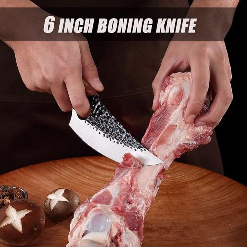  BMY Boning Knife 5.5 Inch Kitchen Knife Chef's Knife with Leather Sheath / Serbian Hand-Forged, for Cooking Utensils / Home / Gift