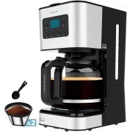 Cecotec Programmable Coffee Machine 66 Smart Plus, 950 W, Capacity 12 Coffee, ExtemAroma Technology and AutoClean Function, Stainless Steel Finish, LCD Display, 1.5 L Steel Grey