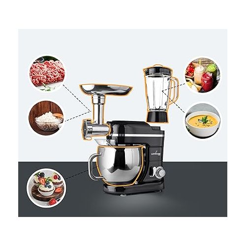  Lehmann Universal Food Processor 3-in-1 Set | Mixing Machine with Planetary Mixing System | Multifunctional Food Processor with Meat Grinder | Includes 1.5 L Juicer and 5 L Stainless Steel Bowl