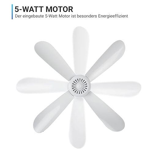  Bestlivings Portable Ceiling Fan 230 V / 5 Watt Diameter 42 cm Portable Ceiling Fan with Hanger and Switch Energy Saving.