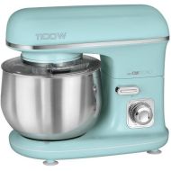 Clatronic Rock'n'Retro KM 3711 Kneading Machine with Transparent Splash Guard Lid with Refill Opening and Pivoting Multifunctional Arm 1100 Watt 5 Litre, Mint-green