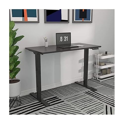  - Flexispot electrically infinitely height-adjustable table frame, height-adjustable desk, fits all standard table tops. - With memory control and soft start/stop. - (Black, 2 compartment table frame)