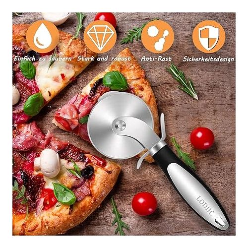  Pizza Cutter, Pizza Roller Made of Stainless Steel, High-Quality Cutting Knife, Cuts Pizza Effortlessly into Serveable Pieces, Handy Pizza Cutter with Finger Guard