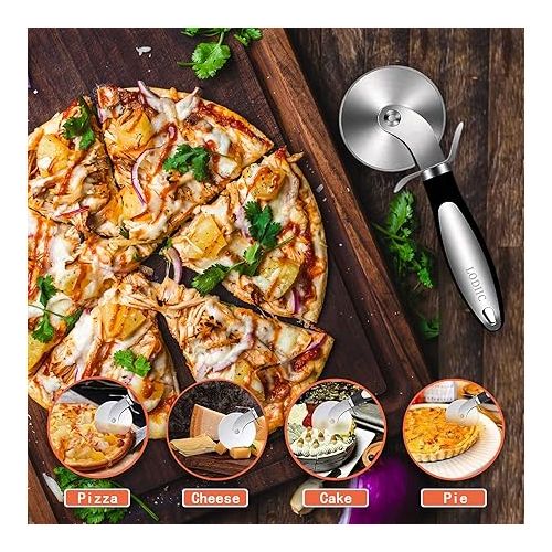  Pizza Cutter, Pizza Roller Made of Stainless Steel, High-Quality Cutting Knife, Cuts Pizza Effortlessly into Serveable Pieces, Handy Pizza Cutter with Finger Guard