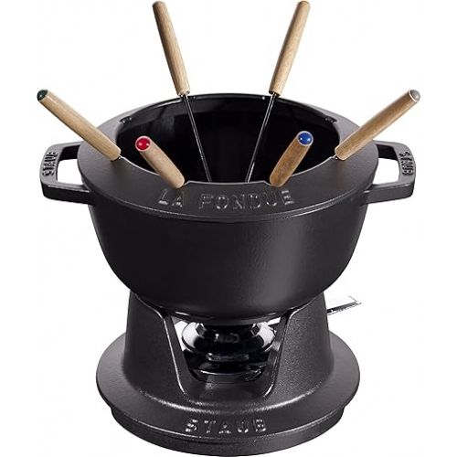  Staub Fondue Set, Induction-Compatible, Cast Iron, 1 Unit