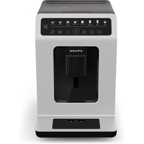  Krups Evidence ECOdesign EA897A10 Fully Automatic Coffee Machine with Milk Hose, 8 Drinks, 2 Cup Function, Recycled Material, Coffee Machine, White/Slate