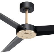 Wofifly 132 cm Ceiling Fan with Remote Control and Three Blades, Modern Wings Silent DC Motor, 3 Colour Temperatures & 6 Wind Speeds, Timer & Reverse Function, Black and Gold