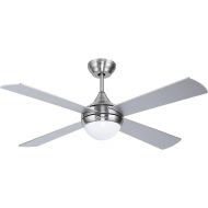 Ovlaim 122 cm Modern Ceiling Fan with LED Lighting (3 Colours) and Remote Control (6 Speeds), Energy-Saving DC Motor Super Quiet, Suitable for Summer and Winter (Ventilation Effect) - Silver