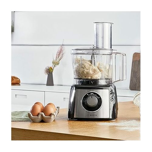  Bosch MultiTalent 3 MCM3501M Compact Food Processor, 50 Functions, Mixing Bowl 2.3 L, Mixer 1.0 L, Utility Knife, Cutting and Rasping (Fine, Coarse), Chopper, Impact Disc, 800 W, Black.