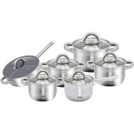 DMS® TSE2012C Stainless Steel Cookware Induction Cooking Pot Set with Glass Lid Pots Pot Set of 12