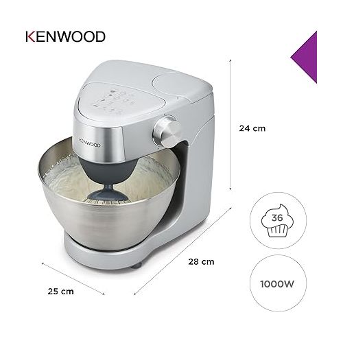  Kenwood Prospero+ KHC29A.R0SI Food Processor, 4.3 L Stainless Steel Bowl, Includes 10-Piece Accessory Set with Meat Grinder, Glass Mixer, Citrus Juicer and More, Includes EasyWeigh Scale, 1000W,