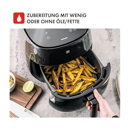  Zwilling Air Fryer, 4 L, 6 Programmes, 1,400 Watt Hot Air Fryer,, for Frying, Cooking and Baking without Fat, Includes Recipe Book (English Language not Guaranteed), Black