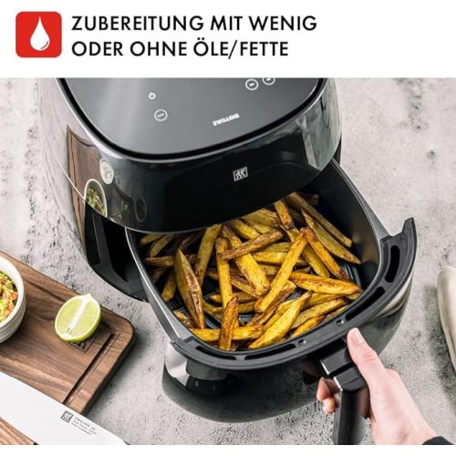  Zwilling Air Fryer, 4 L, 6 Programmes, 1,400 Watt Hot Air Fryer,, for Frying, Cooking and Baking without Fat, Includes Recipe Book (English Language not Guaranteed), Black