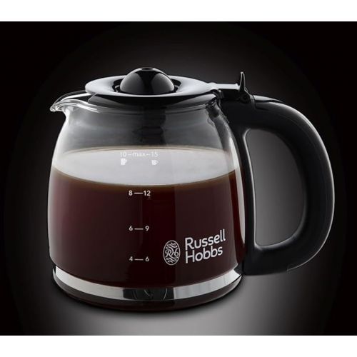  Russell Hobbs Adventure 24010-56 Coffee Machine, Stainless Steel, Glass Jug up to 10 Cups, 1.25 L, Warming Plate, Automatic Shut-Off, Drip Stop, 1100 Watt, Filter Coffee Machine