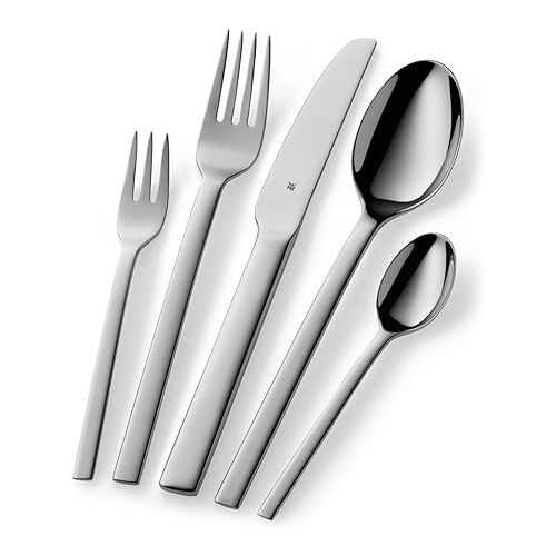  WMF Tavira Cutlery Set for 12 People, 60 Pieces, Monobloc Knife, Polished Cromargan Stainless Steel, Glossy, Dishwasher Safe