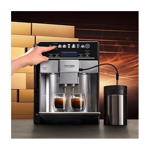  SIEMENS EQ.6 Plus s700 Fully Automatic Coffee Maker, 1500 W, Ceramic Grinder, Touch Sensor Direct Selection Buttons, Personalised Drinks, Double Cup Cover, Stainless Steel