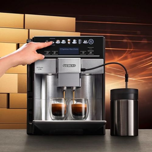  SIEMENS EQ.6 Plus s700 Fully Automatic Coffee Maker, 1500 W, Ceramic Grinder, Touch Sensor Direct Selection Buttons, Personalised Drinks, Double Cup Cover, Stainless Steel