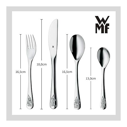  WMF Children's Cutlery Gnomes with Name Engraving - Personalised Cutlery - Individual Christening Gift - Boy/Girl - 4-Piece Set