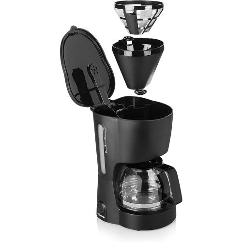  Tristar CM-1246 600ml Coffee Maker - Ideal for Camping [Holds up to 6 Cups with Auto Shut-Off Function and Water Level Indicator] - Black