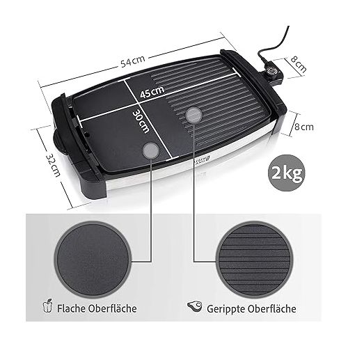  LEBENLANG Tepaniaky Electric Grill with TUV & GS 2200 Watt Electric Grill for 4-8 People Portable XXL Grill for Indoor Use Tepaniaky Table Grill Electric Grill for Balcony