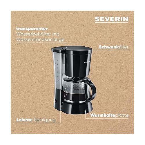  Coffee Machine Approx. 800 W up to 10 with Cups Swivel Filter 1 x 4, Transparent Water Container with Water Level Indicator and Warming Plate, Automatic Shutdown