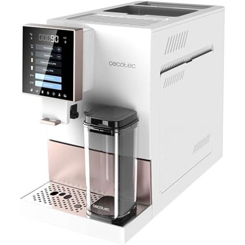  Cecotec Vollautomatische Kaffeemaschine Cremmaet Compactccino White Rose, 19 Bar, Milchbehalter, Thermoblock-System, 5 Mahlstufen, 150g Kaffeespeicher