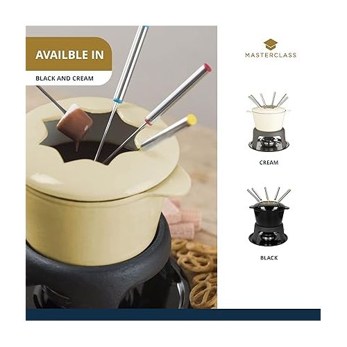  MasterClass Cast Iron Meat / Cheese / Chocolate Fondue Set, 21 x 18 cm - Beige